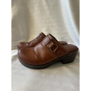 b.o.c. Platform Comfort Clogs‎ Slip On Mule Shoe’s Size 7 Brown w/ Buckle Accent
